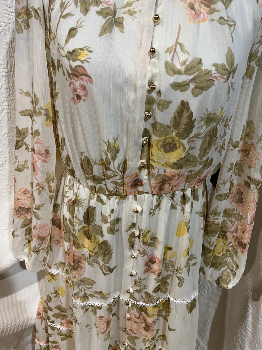 1. State Floral Tiered Long-Sleeve Maxi Dress, size small, new with tags - Picture 5 of 14